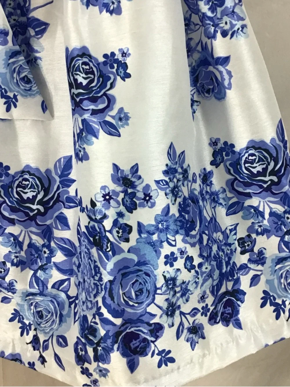Girls Floral Ruffle-Front Petticoat Fancy   Blue & White Shantung Party‎ Dress